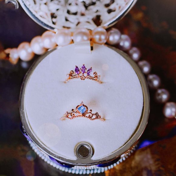 Rose Gold Vermeil Purple Tiara Crown Ring for her - Picture 7 of 10